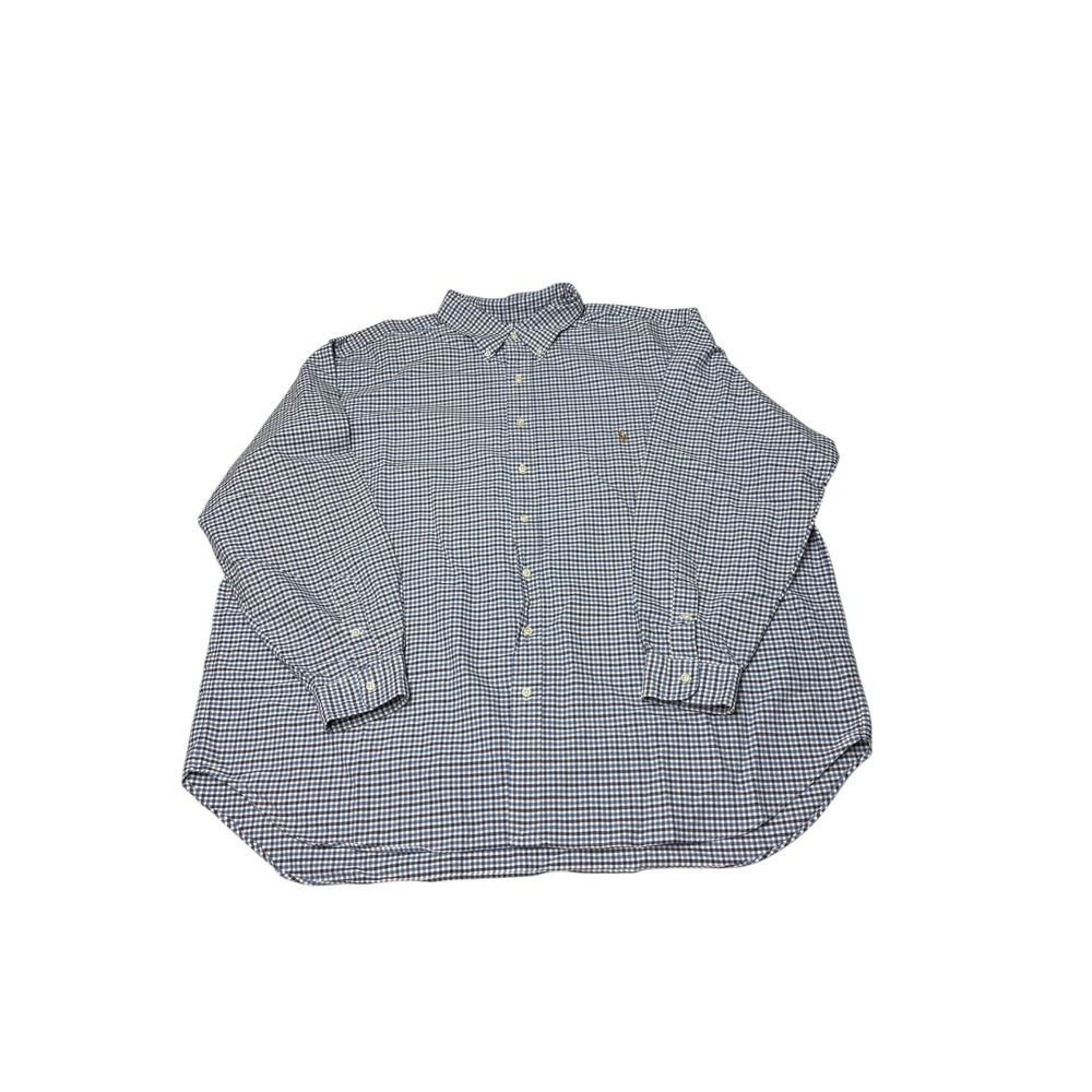 Ralph Lauren Mens 3XB Blue Gingham Classic Fit Cotton Button Down Shirt Long